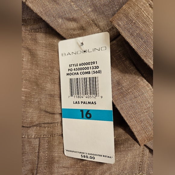NWT - Bandolino Mocha Rayon Linen Blend Blazer - Size 16 - Picture 5 of 5